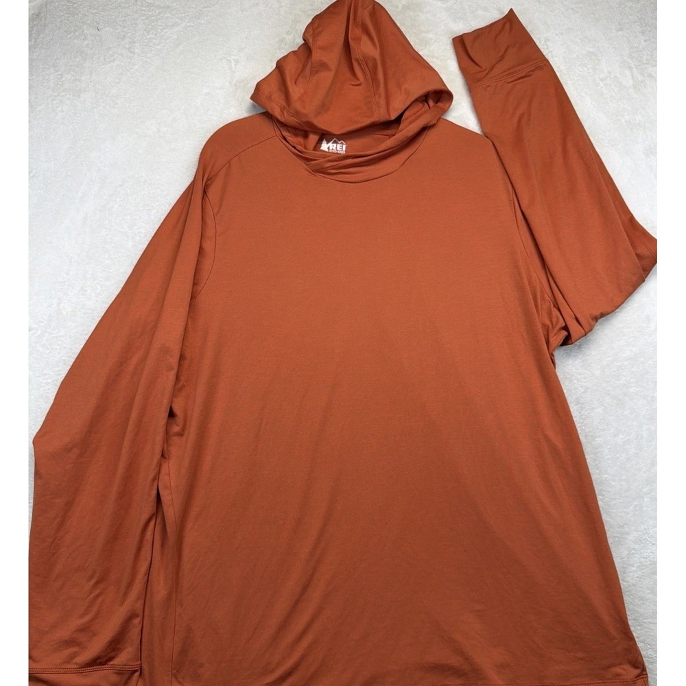 REI Co-op Sahara Shade Sun Hoodie Mens XL Orange UPF 50+ Quick Dry Thumbholes